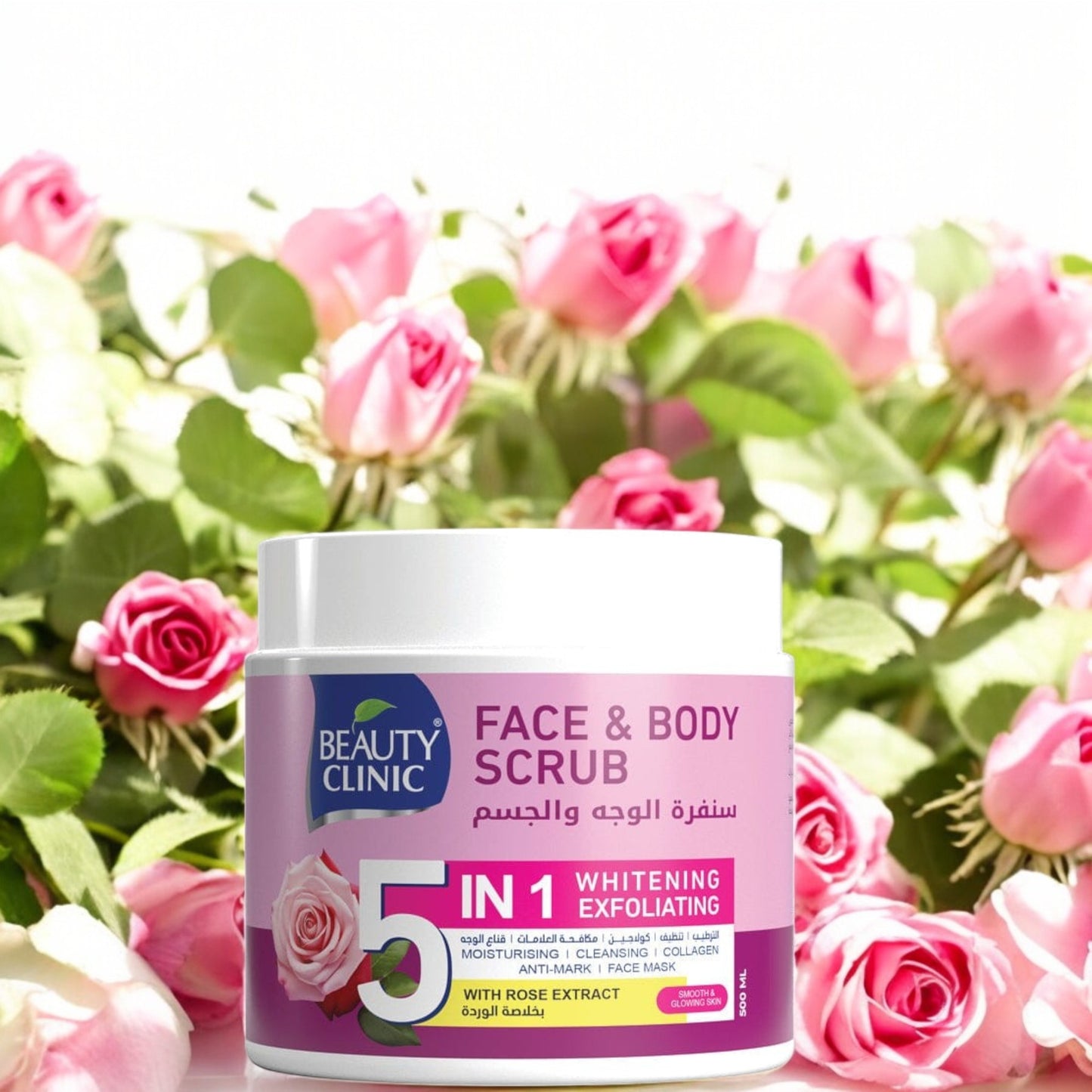 Face and Body Scrub With Rose Extract 5 In 1